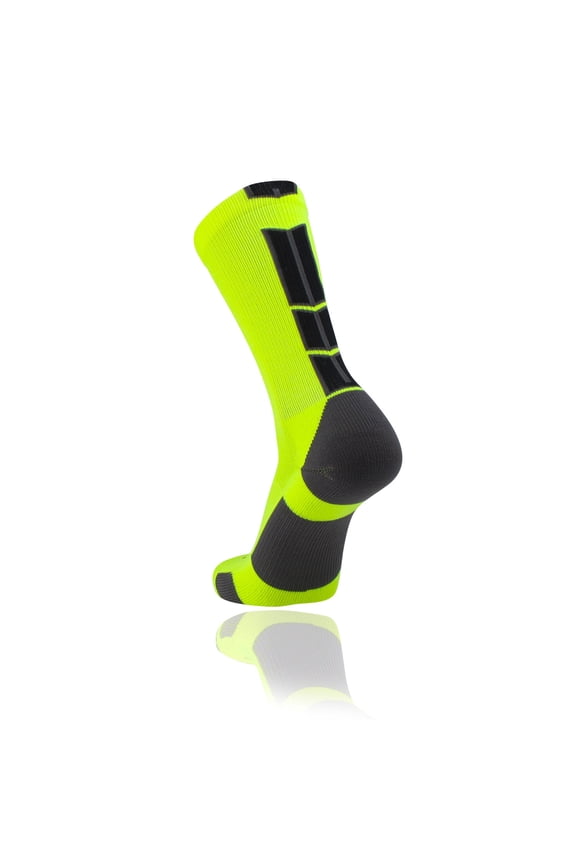 Neon Yellow Basketball Socks Boys Girls Youth Kids Womens Mens Basketball Socks Football, Baseline Crew (Yellow - Black, Medium)