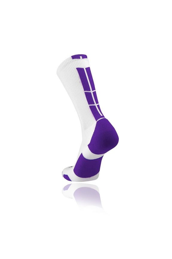 Baseline 3.0 Athletic Crew Socks (White/Purple, Small)