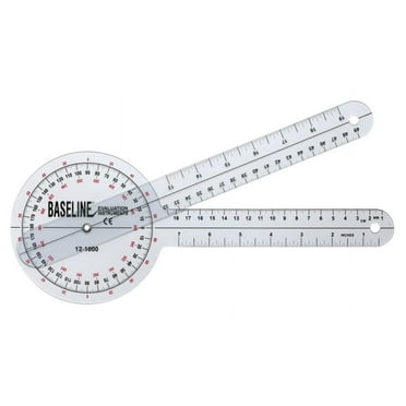 Baseline 360 Degree Clear Plastic Goniometer Joint Angle and Range of Motion Measurer