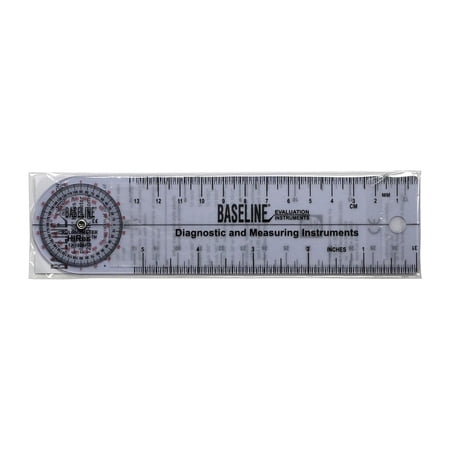 Baseline 360 degree clear plastic goniometer joint angle and range of motion measurer