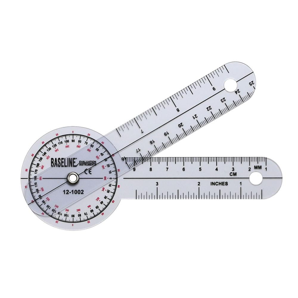 Baseline 360 degree clear plastic goniometer joint angle and range of  motion measurer