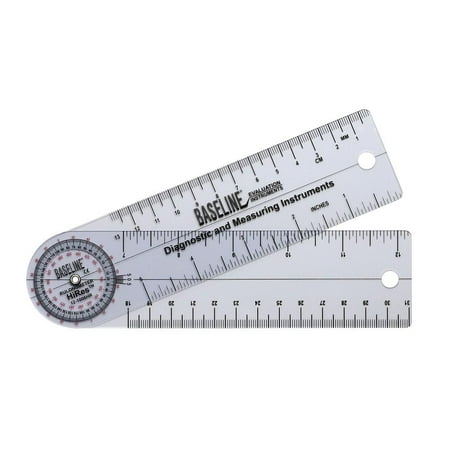 Baseline 360 degree clear plastic goniometer joint angle and range of motion measurer
