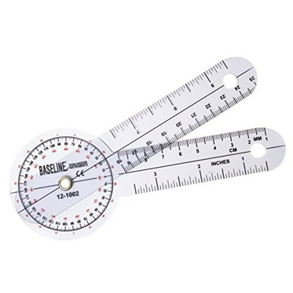 Baseline 360 degree clear plastic goniometer joint angle and range of motion measurer