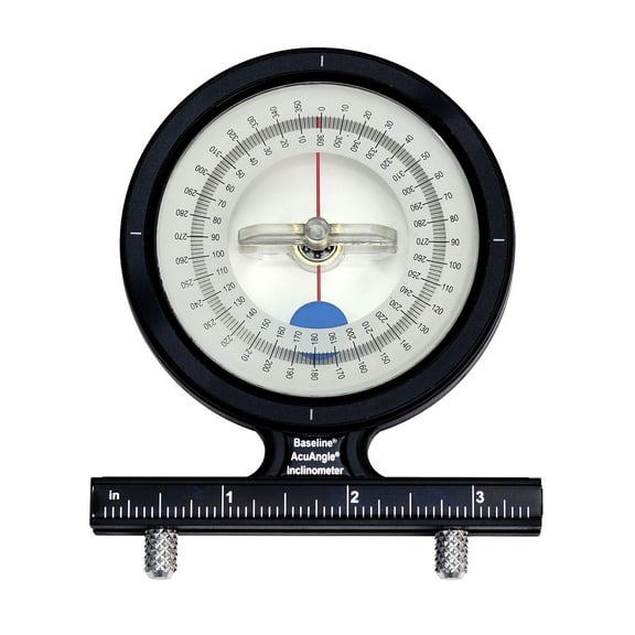 Baseline AcuAngle Inclinometer with Adjustable-Feet for Precision Measurement, Testing and Evaluation of Range of Motion of Neck, Hip, Spine, Elbow, Knee, Shoulder, Ankle, Wrist and MCP Joint
