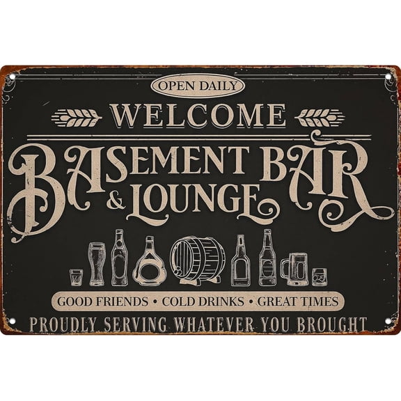 Basement Bar Lounge Decor Wall Decor Retro Metal Sign Poster for Garage Man Cave Bathroom Bedroom Farm Inspirational Popular Wall Art 8x12 Inch Signs Posters