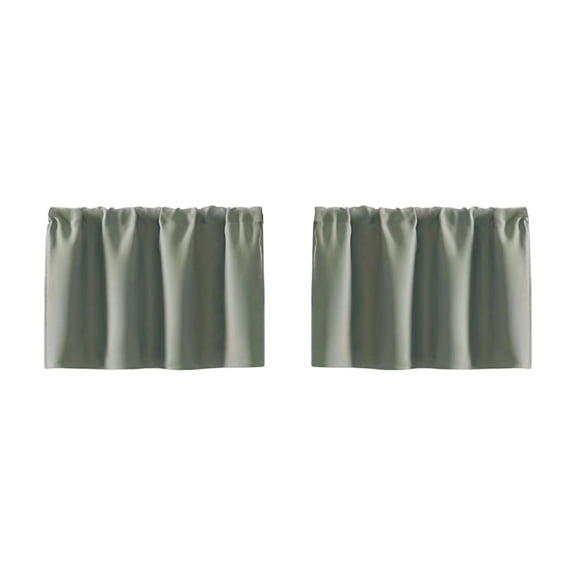 Basement Curtains 34*16 Inch, 2 Pack/Ruffle Thread Rod Double Sided Matte Small Curtains for Living Room Modern Decoration Bedroom RV Camping Bathroom Window (Green)