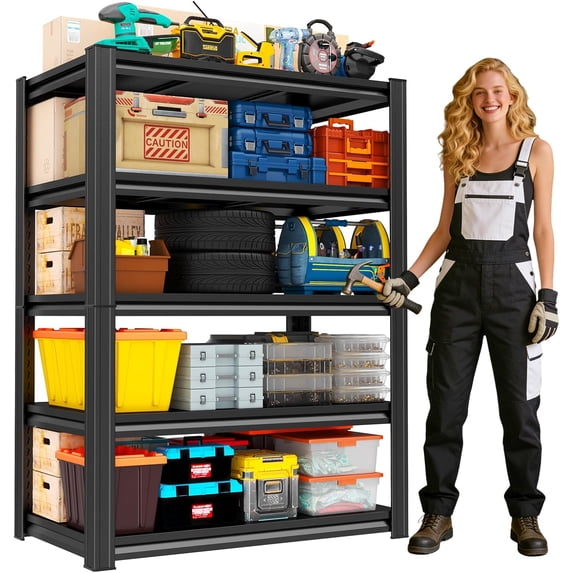 Basement Garage Shelf Metal Shelving 2500LBS Storage Shelves 63" H x 16" W x 35.5" D Adjustable Metal Shelves for Storage Garage Shelving Heavy Duty for Warehouse Black 5-Tier