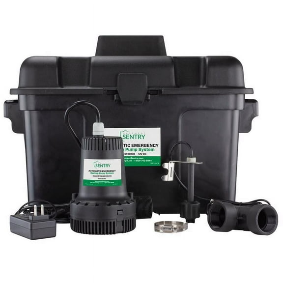 Zoeller 4014252 15.25 x 13 x 21.37 in. Basement Sentry 1200 GPH Thermoplastic Vertical Float Switch Battery Submersible Backup Sump Pump, Black