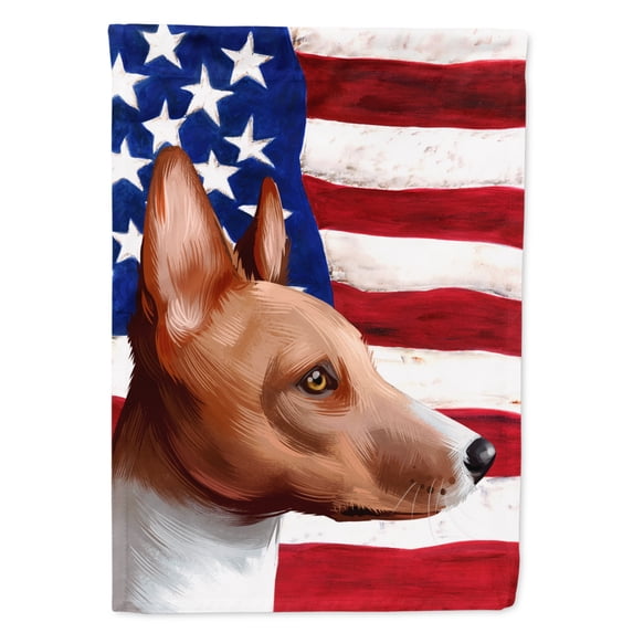 Basenji American Flag Flag Canvas House Size