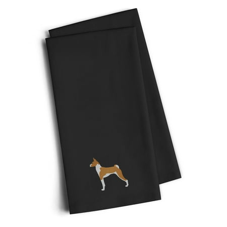 Basenji Black Embroidered Towel Set of 2