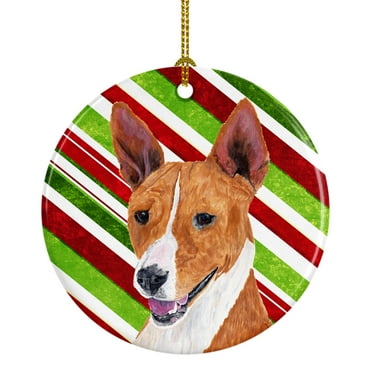 Basenji Candy Cane Holiday Christmas Ceramic Ornament SC9347