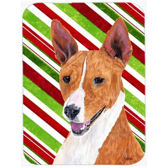 Basenji Candy Cane Holiday Christmas Glass Cutting Board - Large