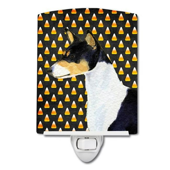 Basenji Candy Corn Halloween Portrait Ceramic Night Light