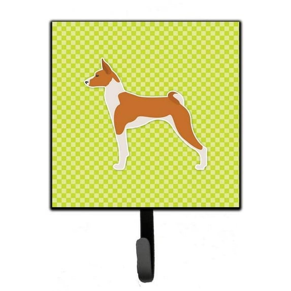 Basenji Checkerboard Green Leash or Key Holder