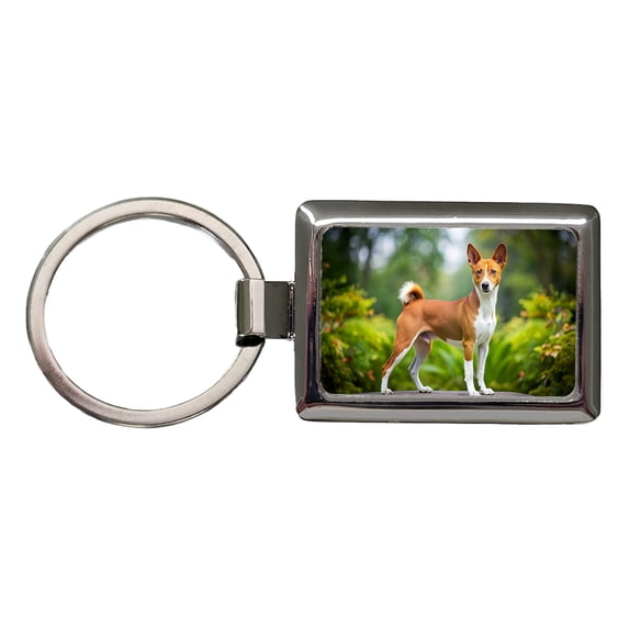 Basenji Dog Photo Metal Rectangle Keychain