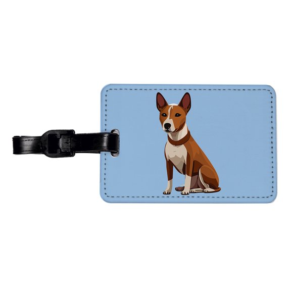 Basenji Dog Sitting Faux Leather Travel Luggage Tag