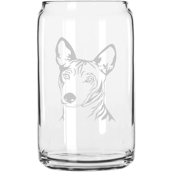 Basenji Dog Themed Etched All Purpose 16oz Libbey Can Glass