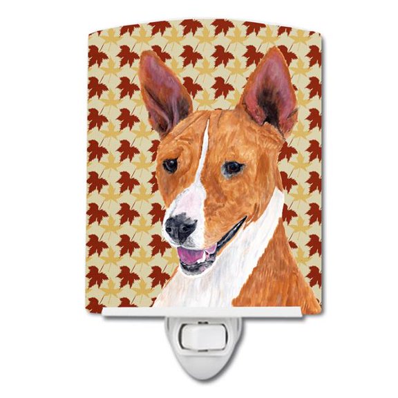 Basenji Fall Leaves Portrait Ceramic Night Light