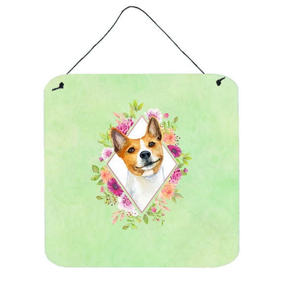 Basenji Green Flowers Wall or Door Hanging Prints