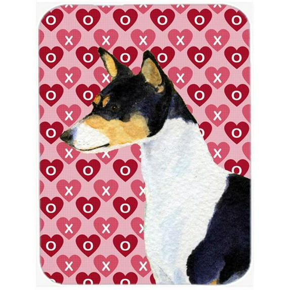 Basenji Hearts Love & Valentines Day Portrait Glass Cutting Board- Large