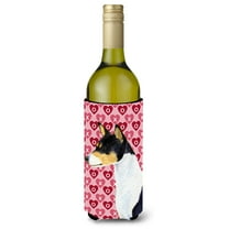 Basenji Hearts Love and Valentines Day Portrait Wine Bottle Hugger