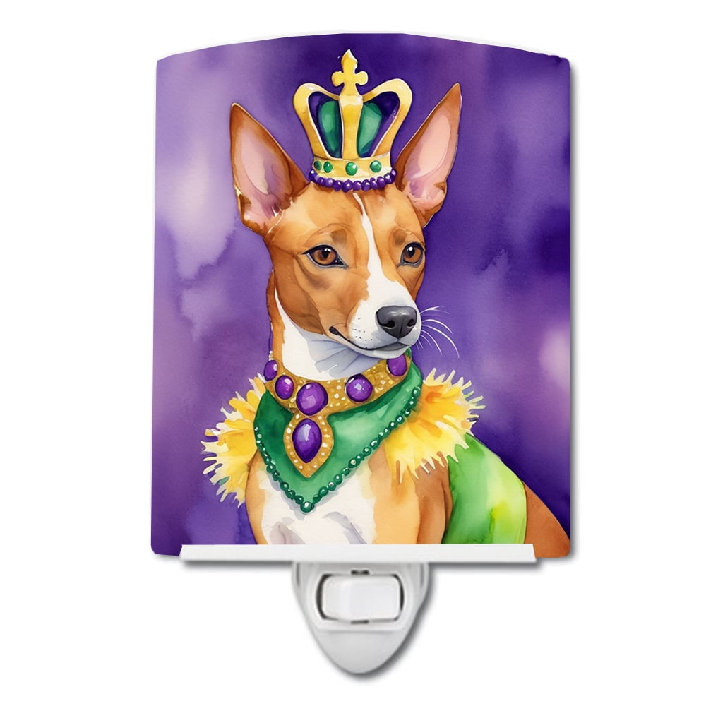 Basenji King of Mardi Gras Ceramic Night Light 4 in x 6 in