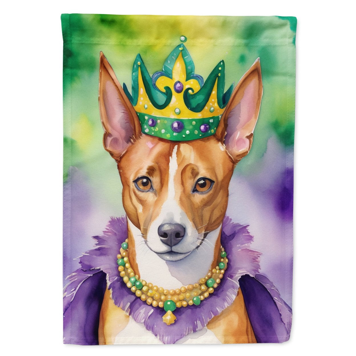 Basenji King of Mardi Gras Garden Flag 11.25 in x 15.5 in