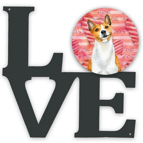 Basenji Love Metal Wall Artwork LOVE Red
