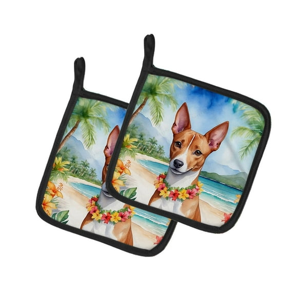 Basenji Luau Pair of Pot Holders