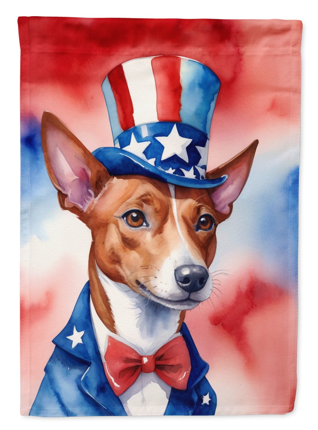 Basenji Patriotic American House Flag 28 in x 40 in
