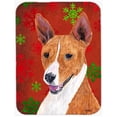 thumbnail image 1 of Basenji Red And Green Snowflakes Holiday Christmas Glass Cutting Board - Large, 1 of 1