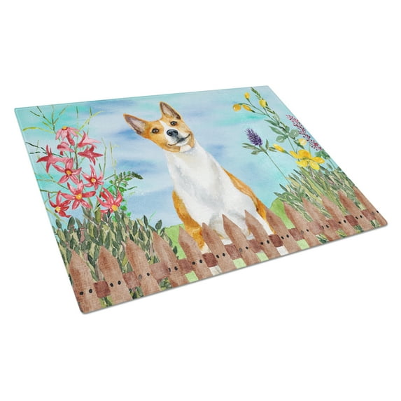 Basenji Spring Glass Cutting Board Large