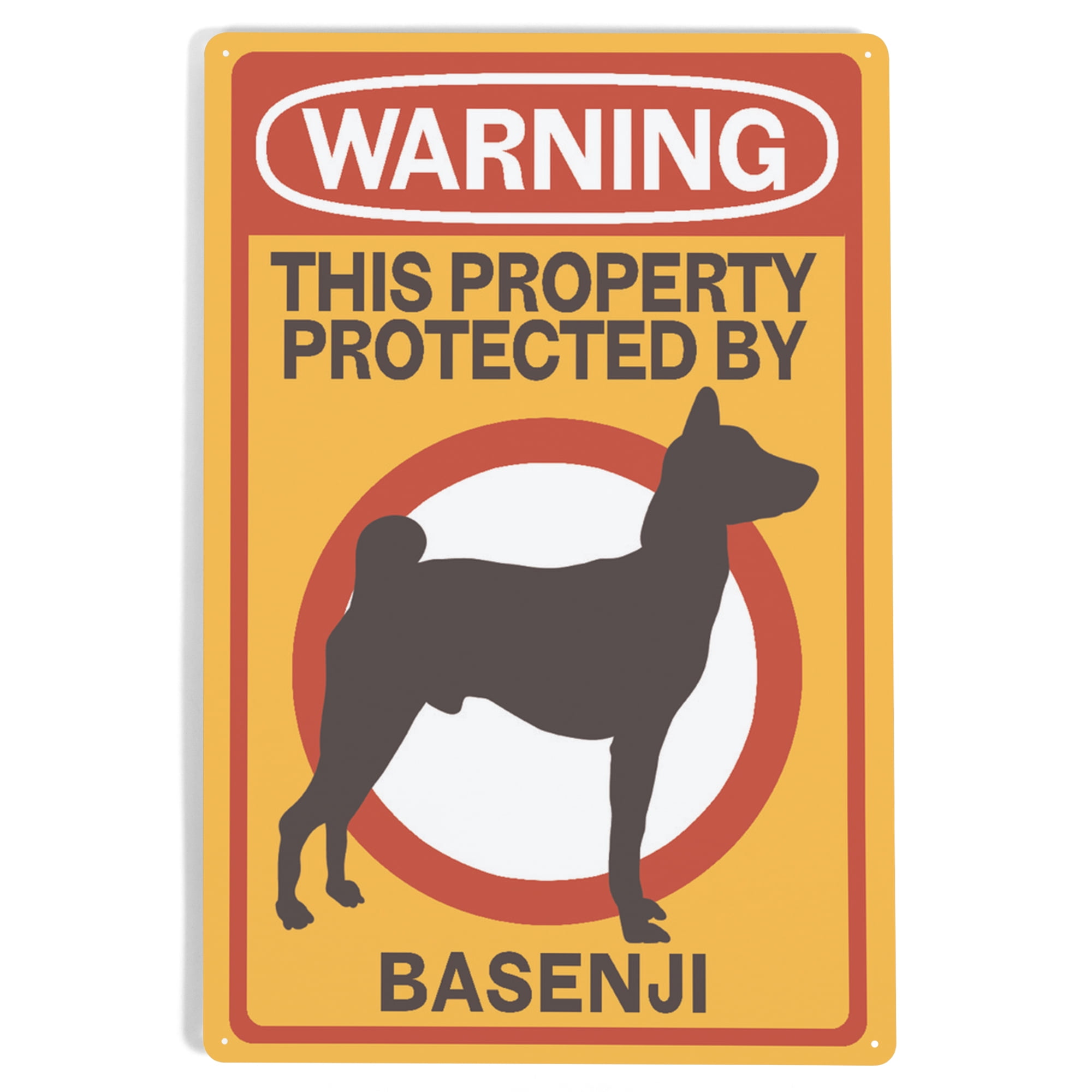 Basenji, Warning (12x18 Aluminum Art, Indoor Outdoor Metal Sign Decor ...