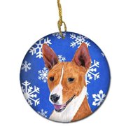 Basenji Winter Snowflakes Holiday Ceramic Ornament