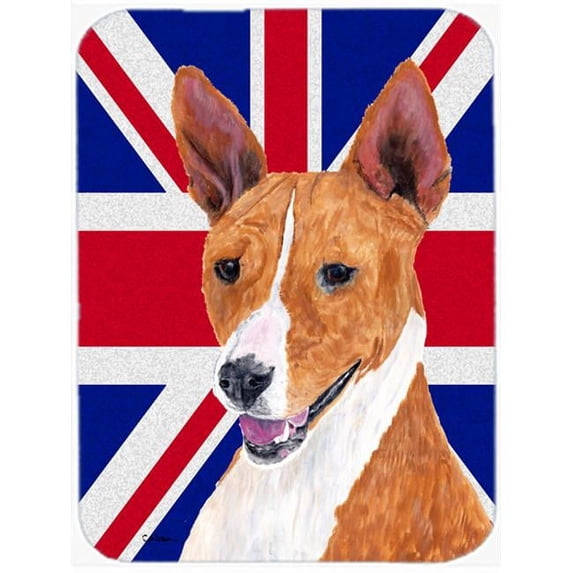 Basenji With English Union Jack British Flag Glass Cutting Board - Large