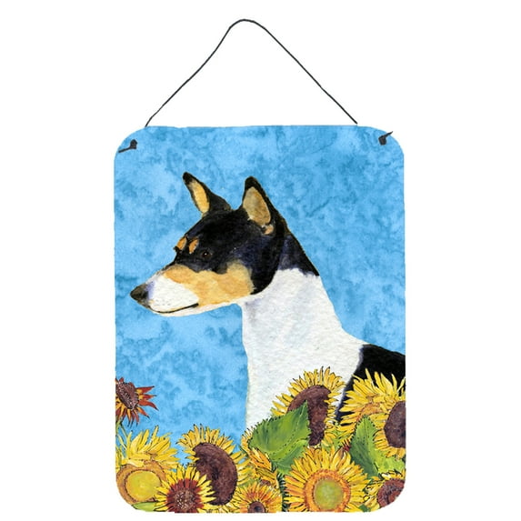 Basenji in Summer Flowers Wall or Door Hanging Prints