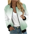 thumbnail image 1 of Basetball Jacket Women Causal Color Clock Zip up Coats Long Sleeve Stand Collar Fall Jackets Lightweight Outerwear Tops Pullover Knit Sweaters for Women S-156 Green XXL, 1 of 5