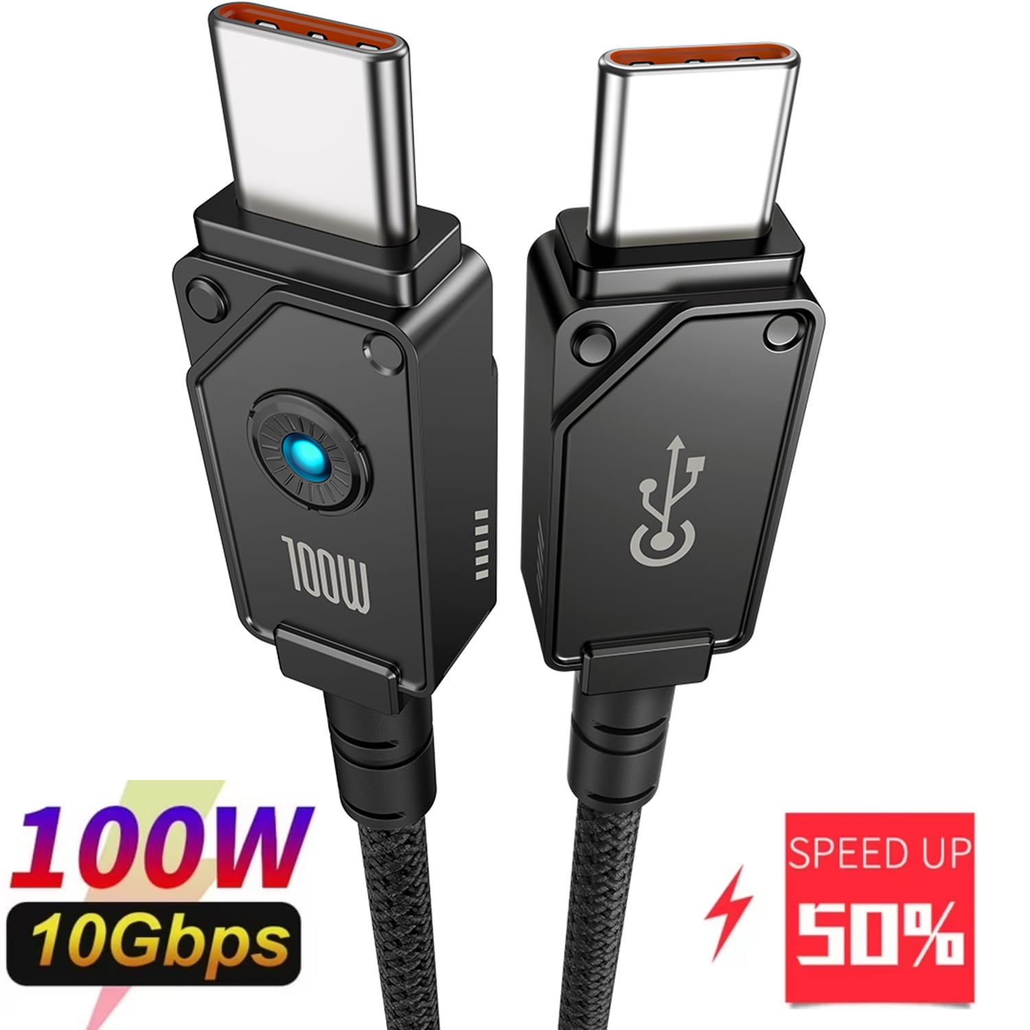 Baseus 100W USB C Cable, 3.3ft USB-C to USB-C Fast Charging Cable, Type C Charger Cable, Black