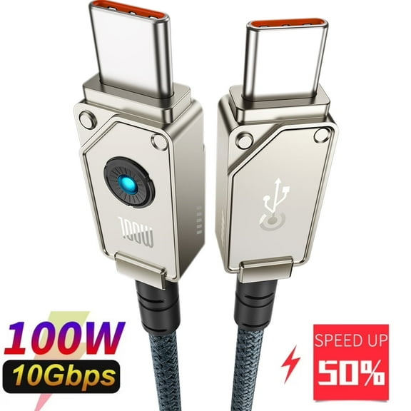 Baseus 100W USB C Cable, 3.3ft USB-C to USB-C Fast Charging Cable, Type C Charger Cable, White