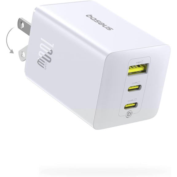 Baseus 100W USB C Charger Block, 3-Port Foldable Compact PPS Wall Charging Adapter for MacBook, iPad, iPhone 17 16, Samsung