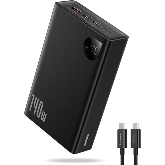 Baseus 140W Portable Charger 24000mAh Laptop Power Bank 3-Port Fast Charging USB C Battery Pack For iPhone 15 14 13, MacBook, Dell Black