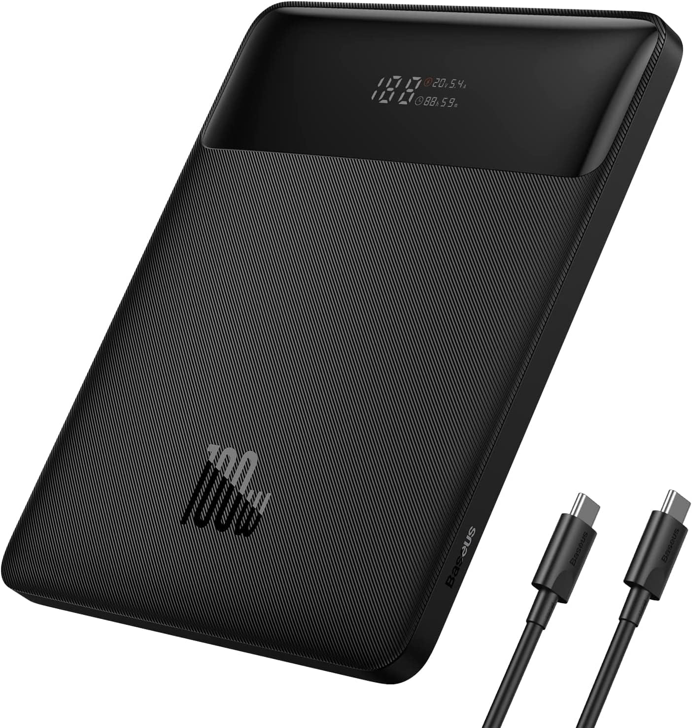 Baseus Power Bank 20000mAh 100W Fast Charging Portable Charger with Digital Display, Blade HD Slim Battery Pack for Laptop, Phone, Switch Black