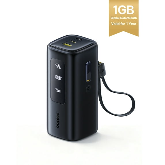 Baseus 20000mAh Power Bank & 4G LTE Mobile Hotspot 2-in-1, Global Portable WiFi for 150+ Countries, EnerGeek GX11 MiFi No SIM/Contract, 67W Fast Charging