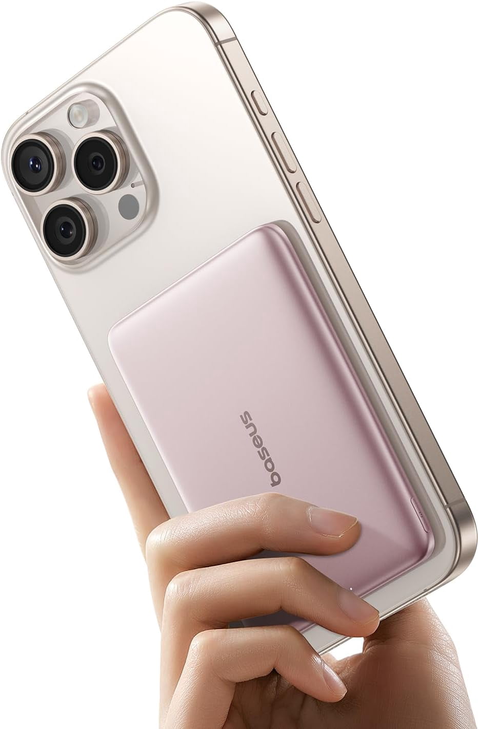 Baseus Picogo 5000mAh Portable MagSafe Power Bank with USB-C Cable, Wireless Charger, Pink