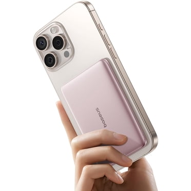 Baseus Picogo 5000mAh Portable MagSafe Power Bank with USB-C Cable, Wireless Charger, Pink