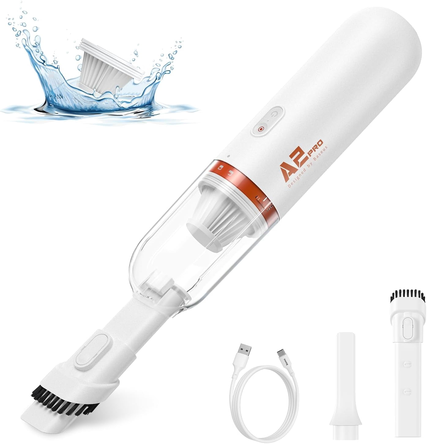 Baseus Handheld Vacuum Cleaner, Car Vacuum Cordless Rechargeable with Ultra Low Noise and 3H Type-C Fast Charging, Mini Portable Hand Held Vacuum Small Dust Buster for Dog Hair,Keyboard,Car