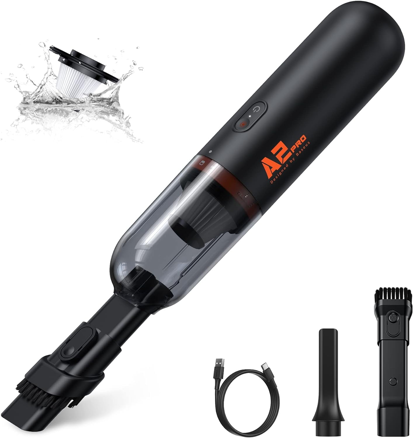 Baseus Handheld Vacuum Cleaner, Car Vacuum Cordless Rechargeable with Ultra Low Noise and 3H Type-C Fast Charging, Mini Portable Hand Held Vacuum Small Dust Buster for Dog Hair,Keyboard,Car