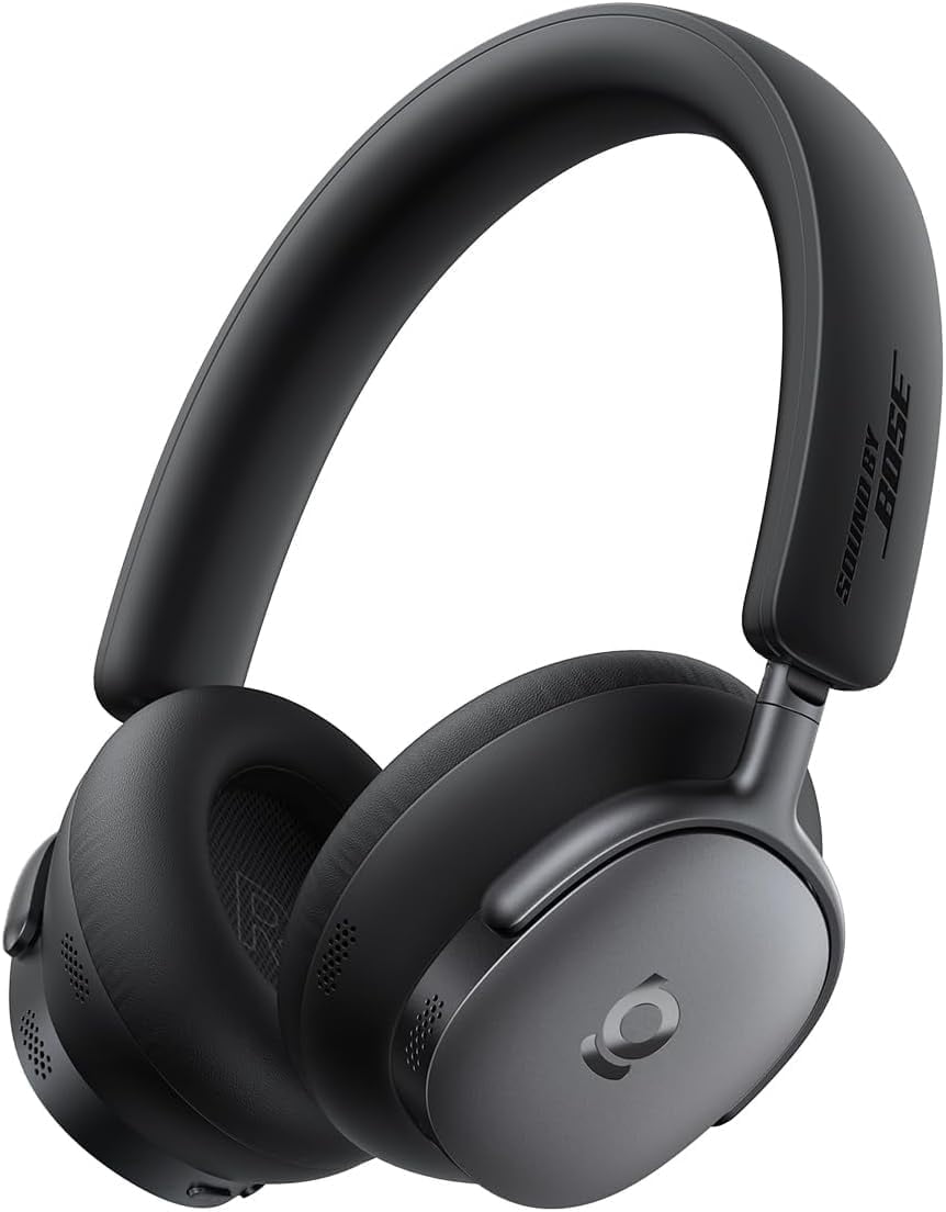 Baseus Inspire XH1 Adaptive Noise Cancelling Headphones, Hi-Res Audio, 100H Playtime, Over-Ear Wireless Bluetooth Headset for Commute, Travel & Calls, Black