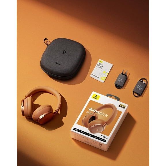 Baseus Inspire XH1 Adaptive Noise Cancelling Headphones, Hi-Res Audio, 100H Playtime, Over-Ear Wireless Bluetooth Headset for Commute, Travel & Calls, Cosmic  Sunset