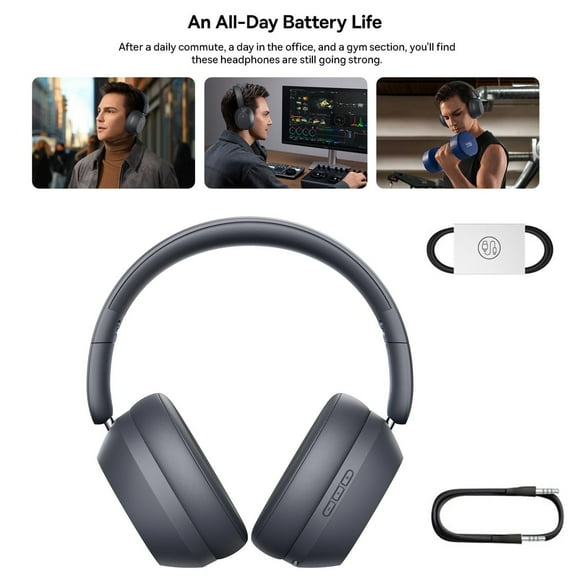 Baseus Over Ear Headphones Foldable Wireless Headphone Bluetooth 5.3 35 Max, 50H Playtime, Gray